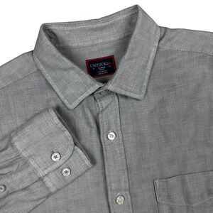 UNTUCKit Mens Large Slim Fit Gray Long Sleeve Button Down Cotton Shirt Casual